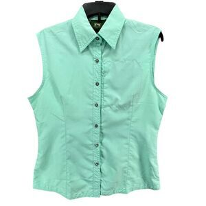 Stillwater Supply Top Womens M Aqua Green Ripstop Outdoor UPF Sleeveless Shirt‎